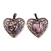 Natural Rhodonite Peach Love Heart Pendants G-G158-01-14-1