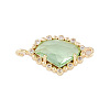 Golden Plated Brass Pave Clear Cubic Zirconia Connector Charms KK-L218-002G-03-1