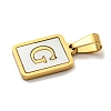 PVD Vacuum Plating 304 Stainless Steel Pave Natural White Shell Pendants STAS-S130-03G-G-2