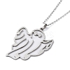 201 Stainless Steel Hollow Ghost Pendant Necklace with Cable Chains NJEW-Q317-08P-2