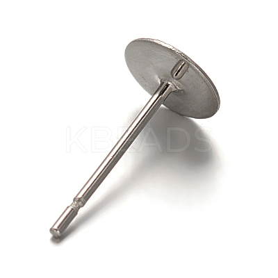 Tarnish Resistant 304 Stainless Steel Flat Round Blank Peg Stud Earrings Findings STAS-F075-39B-1