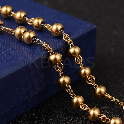 PVD Vacuum Plating 201 Stainless Steel Rosary Bead Necklaces NJEW-L427-22G-1