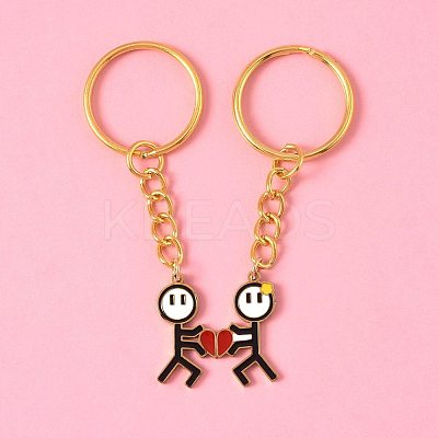 2Pcs 304 Stainless Steel Enamel Keychain KEYC-FS00034-01-1