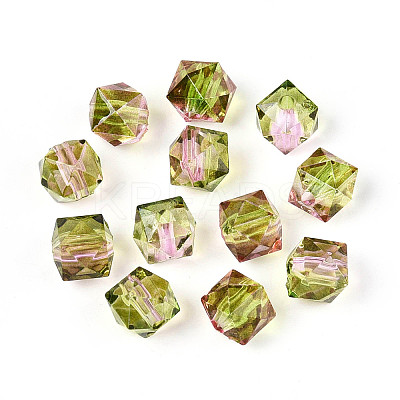 Two Tone Transparent Spray Painted Acrylic Beads ACRP-T005-26J-1