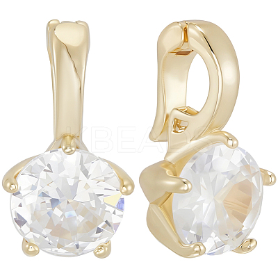 8Pcs Brass Micro Pave Cubic Zirconia Charms KK-BBC0021-32-1