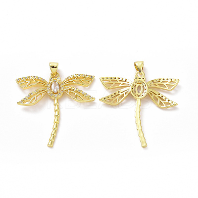 Brass Cubic Zirconia Pendants ZIRC-I062-03G-1