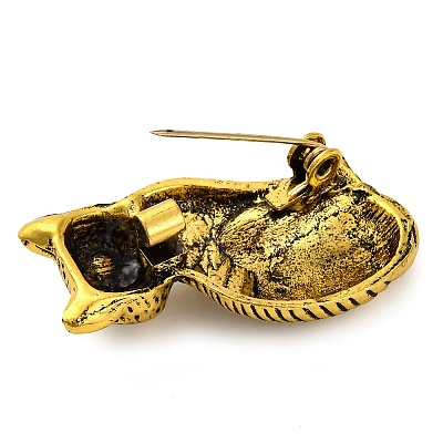 Cute Cat Alloy Brooch Pin JEWB-Z031-09AG-1