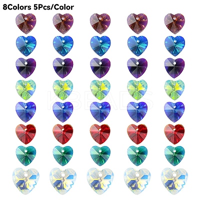 40Pcs 8 Colors Electroplate Glass Charms GGLA-YW0001-16-1