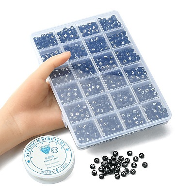 1200Pcs DIY Acrylic Bead Stretch Bracelets Kits for Children's Day DIY-YW0001-88B-1