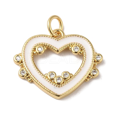 Rack Plating Brass Micro Pave Cubic Zirconia and Enamel Pendants KK-B092-10G-1