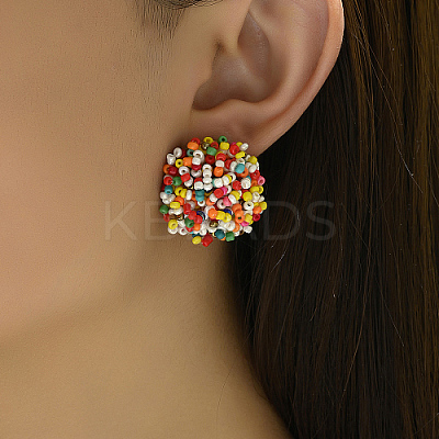 Plastic Bead Cluster Stud Earrings GI1626-1-1