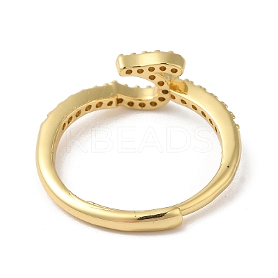 Rack Plating Brass Cubic Zirconia Arabic Letters Adjustable Rings for Women RJEW-S407-10G-13-1