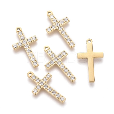 316 Surgical Stainless Steel Cubic Zirconia Pendants STAS-F256-017G-1