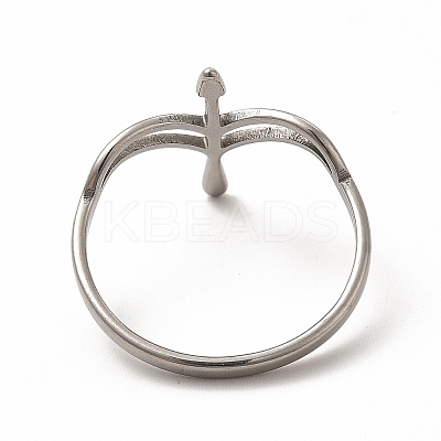 Non-Tarnish 201 Stainless Steel Hollow Out Arrow Finger Ring for Women LS-RJEW-K239-07P-1