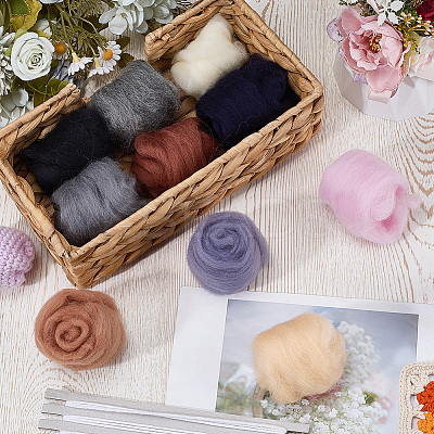 50G 10 Colors Needle Felting Wool Roving DIY-CP0013-77A-1