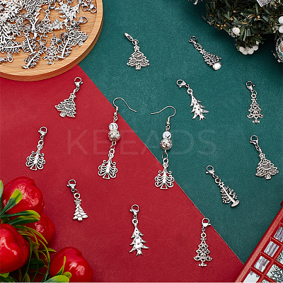 Christmas Trees Alloy Pendant Decoration HJEW-FG00005-1