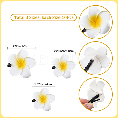 30Pcs 3 Styles Foam Artificial Frangipani Flower Aligator Hair Clips PHAR-SP0001-23B-1