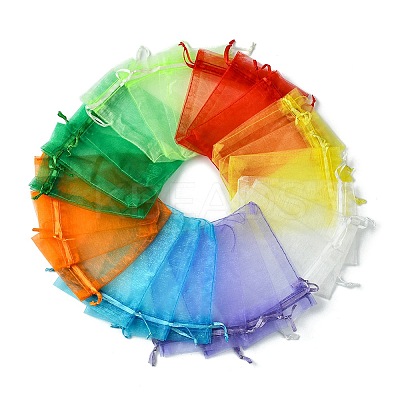 48Pcs 8 Colors Organza Bags Jewellery Storage Pouches Party Wedding Favour Gift Bags OP-FS0001-02-1