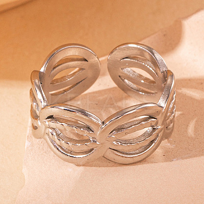 201 Stainless Steel Oval Link Chain Cuff Rings FS-WG16057-08-1
