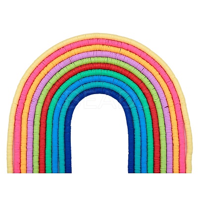 10 Strands 10 Colors Flat Round Handmade Polymer Clay Beads CLAY-SZ0002-04B-1
