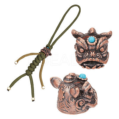 Outdoor EDC Tool Brass Parachute Rope European Beads KK-WH0081-44B-R-1