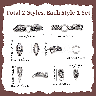 2 Sets 2 Styles Tibetan Style 304 Stainless Steel Spring Gate Rings FIND-PH0025-51A-1