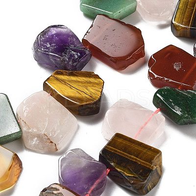 Natural Amethyst & Quartz Crystal & Green Aventurine & Rose Quartz & Carnelian & Tiger Eye Beads Strands G-P528-K06-01-1