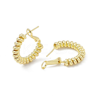Brass Wire Wrap Spiral Hoop Earrings for Women EJEW-P215-01G-1