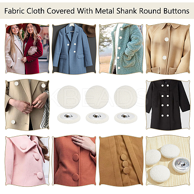20Pcs Cloth with Aluminum Base Buttons BUTT-NB0001-77B-1