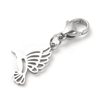 Non-Tarnish 201 Stainless Steel Bird Pendant Decorations HJEW-JM00652-03-1