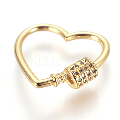 Brass Micro Pave Cubic Zirconia Screw Carabiner Lock Charms ZIRC-F105-16G-1