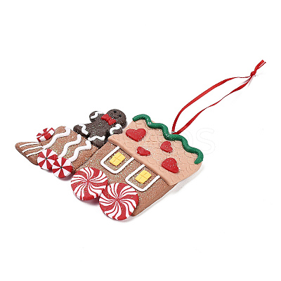 Christmas Car Handmade Polymer Clay Pendant Decorations HJEW-P017-03E-1