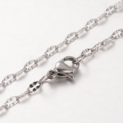 Tarnish Resistant 304 Stainless Steel Oval Link Chain Necklaces NJEW-L136-05P-1
