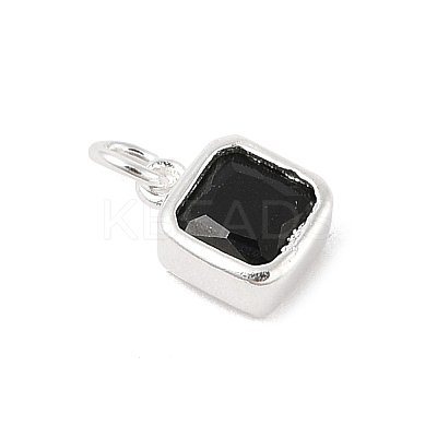 925 Sterling Silver Pave Cubic Zirconia Square Charms with Jump Rings and 925 Stamp STER-D288-05S-05-1