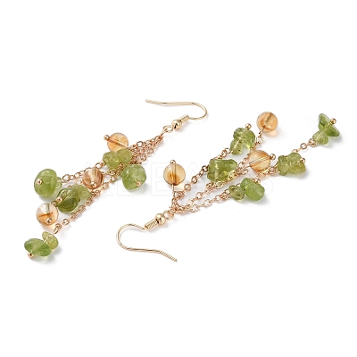 Golden Plated Brass Dangle Earrings EJEW-K275-01G-04-1