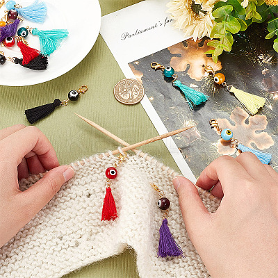 12Pcs 6 Colors Polyester Tassel Pendant Decorations HJEW-AB00194-1