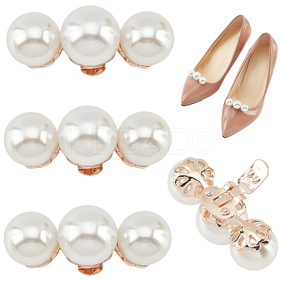 Alloy with Plastic Imitation Pearl Shoe Decorations FIND-WH0126-170KCG-1
