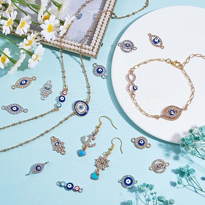 20Pcs Eye Enamel Charm Connector Mixed Shape Evil Eye Charm Assorted Evil Eye Connector for Jewelry Necklace Bracelet Earring Making Crafts JX220A-1
