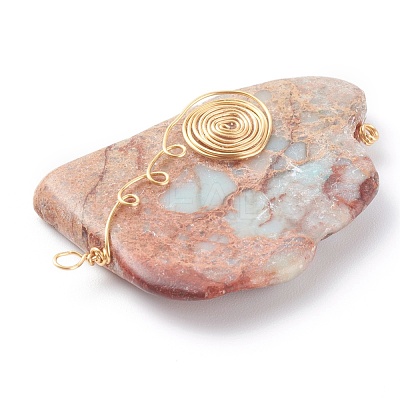 Natural Aqua Terra Jasper Big Pendants PALLOY-JF00665-1