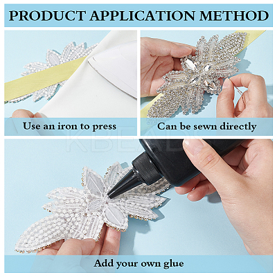 Flower Glass Seed Cloth Sew on Appliques PATC-WH0008-92A-1