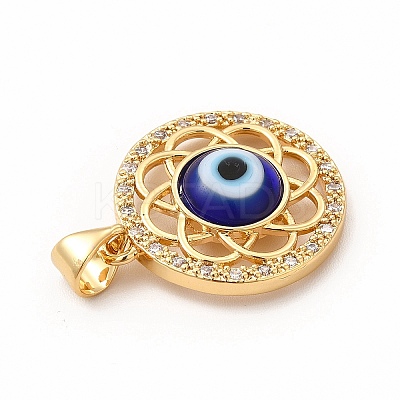 Rack Plating Brass Micro Pave Clear Cubic Zirconia Pendants LAMP-A153-07G-04-1
