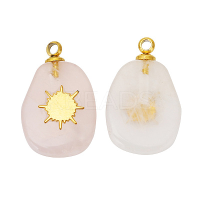 Natural Rose Quartz Pendants FIND-PW0015-01A-02-1