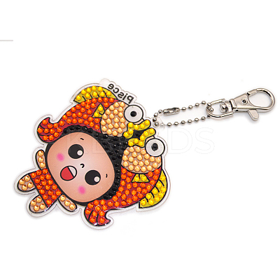 DIY Constellations Pattern Cartoon Keychain Diamond Painting Kits ZODI-PW0001-107L-1