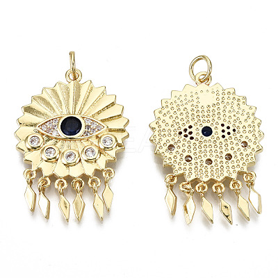 Brass Micro Pave Clear Cubic Zirconia Pendants ZIRC-S067-094-NF-1