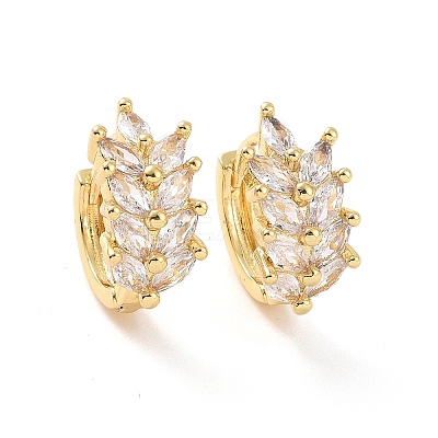 Clear Cubic Zirconia Wheat Hoop Earrings X-EJEW-F298-18G-1