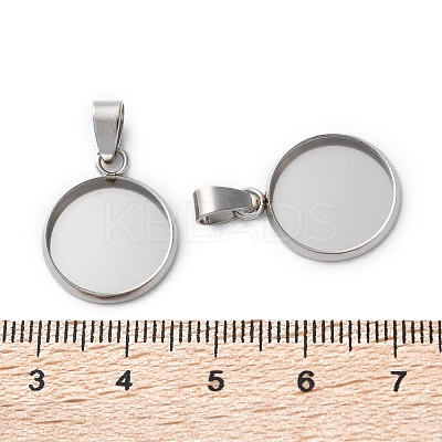 304 Stainless Steel Pendant Cabochon Settings STAS-L282-010P-05-1