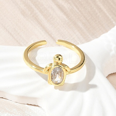 Clear Cubic Zirconia Open Cuff Rings RJEW-A061-03G-1