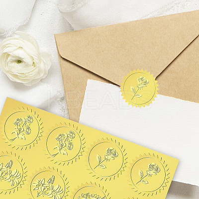 6 Patterns Aluminium-foil Paper Adhesive Embossed Stickers DIY-WH0451-003-1