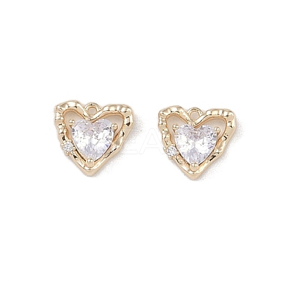 Brass Micro Pave Clear Cubic Zirconia Pendants KK-K351-45C-G-1