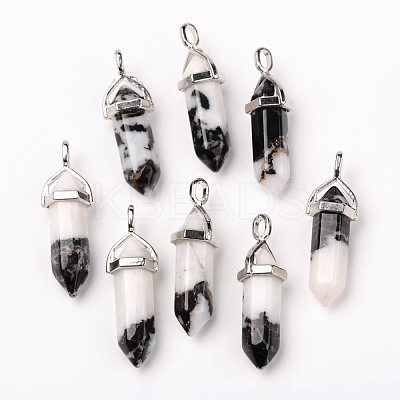 Natural Gemstone Double Terminated Pointed Pendants X-G-F295-04E-1